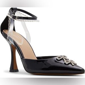 Call It Spring Black Dress Heels with Straps and Embellishments- Size 10